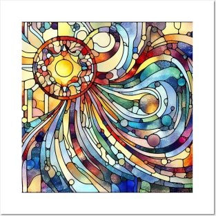 Psychedelic looking abstract illustration of stained glass Posters and Art